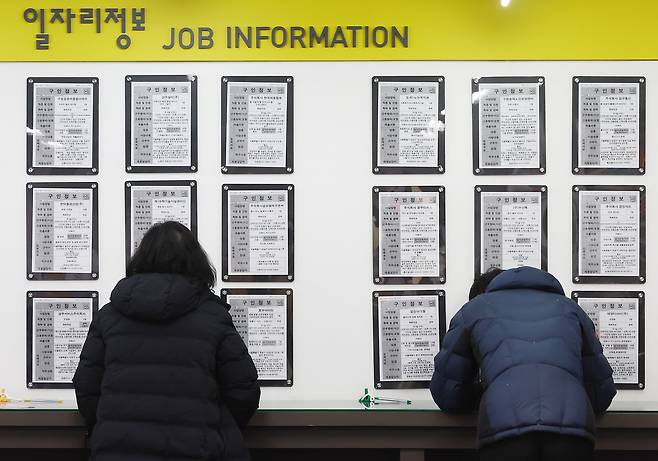 사진은 해당 기사와 무관. 구직자가 일자리정보를 보는 모습. 뉴스1