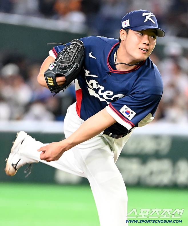 7일 일본 도쿄돔에서 열린 WBC(월드베이스볼클래식) 한국과 일본의 경기. 7회말 김영규가 역투하고 있다. 도쿄(일본)=허상욱 기자wook@sportschosun.com/2026.03.07/