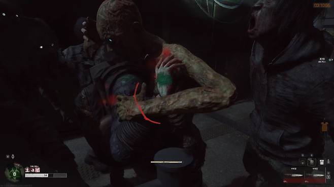 탈출구 앞은 버려진 차량으로 길이 좁은데 좀비가 많다. 그래서 둘러싸이면 빠져나가기 어렵다.