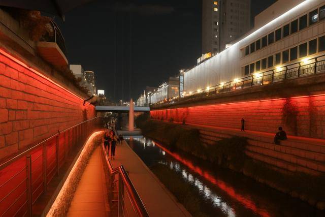 20, 21일 오후 7시 30분부터 두 시간 동안 서울 대표 랜드마크 15곳에서 BTS의 컴백을 기념하는 경관조명이 밝혀진다. 사진은 경관조명이 켜진 청계천의 모습. 서울시 제공