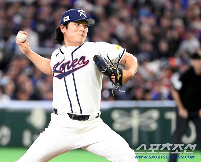 8일 일본 도쿄돔에서 열린 WBC(월드베이스볼클래식) 한국과 대만의 경기, 4회초 곽빈이 역투하고 있다. 도쿄(일본)=허상욱 기자wook@sportschosun.com/2026.03.08/