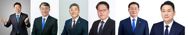 왼쪽부터 임지락 도의원·윤영민 전 화순군의회 부의장·문행주 전 도의원·맹환렬 반부패 국민운동 총연합 연수원장·곽행호 천호편백소장·김회수 조국혁신당 당대표 특보. 각자 제공