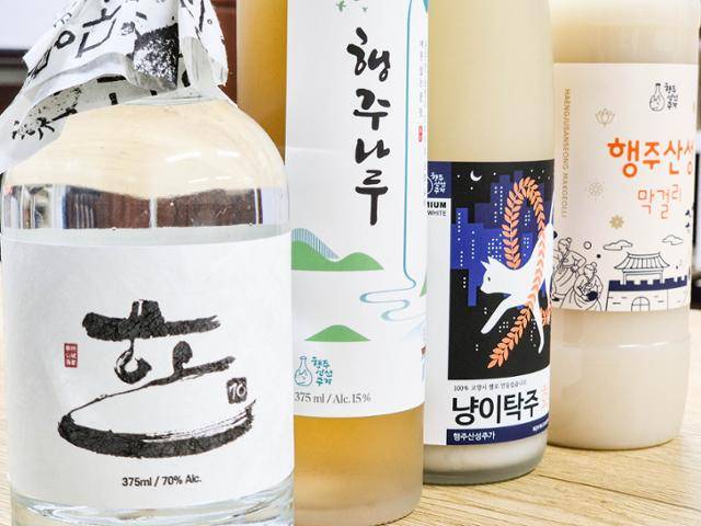 경기 고양시 행주산성주가에서 빚는 술. 왼쪽부터 한 70, 행주나루, 냥이탁주, 행주산성막걸리.