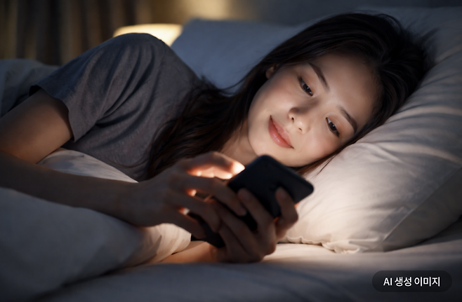 스마트폰 하고 있는 모습을 AI로 추출한 이미지