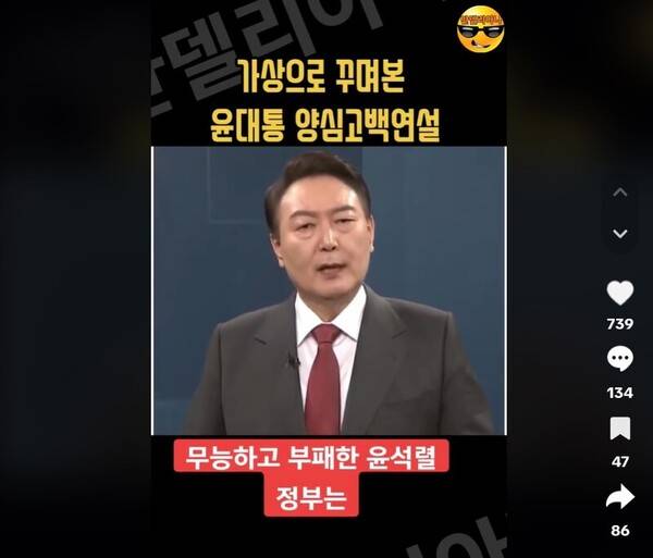 ▲ 틱톡 등에 올라온 윤석열 풍자영상.