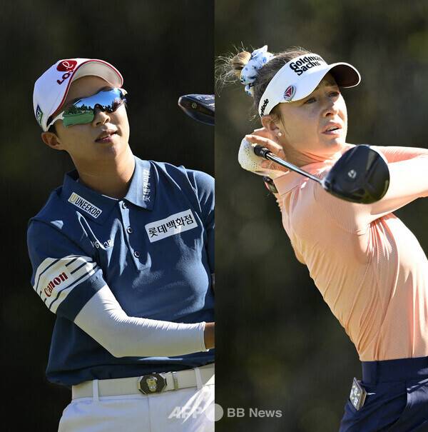 2026년 미국여자프로골프(LPGA) 투어 포티넷 파운더스컵 우승 경쟁에 뛰어든 김효주 프로, 넬리 코다(미국)가 3라운드에서 경기하는 모습이다. 사진제공=ⓒAFPBBNews = News1 (사진을 무단으로 사용하지 마십시오.)