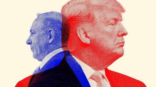 왼쪽부터 베냐민 네타냐후 이스라엘 총리, 도널드 트럼프 미국 대통령 자료사진. 디애틀랜틱 제공