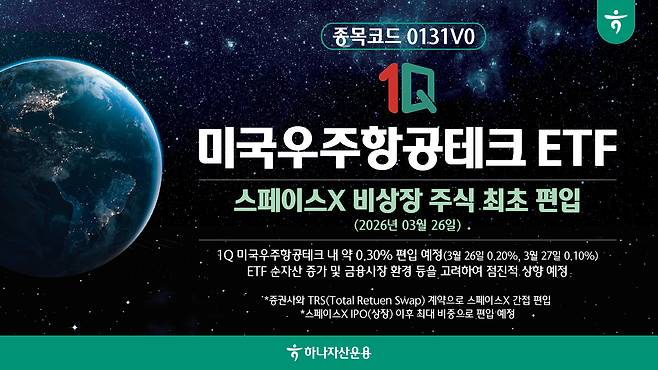 하나자산운용의 '1Q 미국우주항공테크' 상장지수펀드(ETF)./하나자산운용 제공