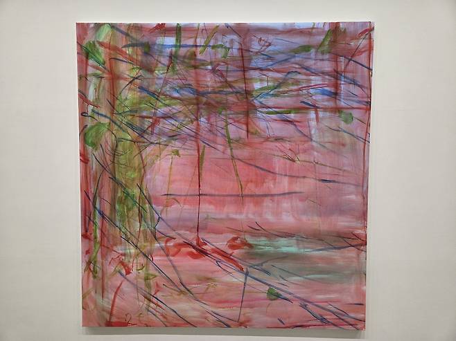 김춘미 작 '레모니 레드' (서울=연합뉴스) 박의래 기자 = 리안갤러리 서울에 전시 중인 김춘미 작 '레모니 레드'(Lemony Red). 2026.3.27. laecorp@yna.co.kr