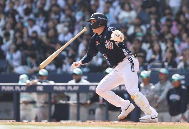 29일 NC전에서 홈런포를 가동한 양석환. 사진=두산 제공