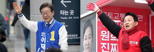 지난 2024년 4·10 총선 당시 이재명 더불어민주당 계양을 후보(왼쪽)와 원희룡 국민의힘 계양을 후보가 유세하는 모습./뉴스1