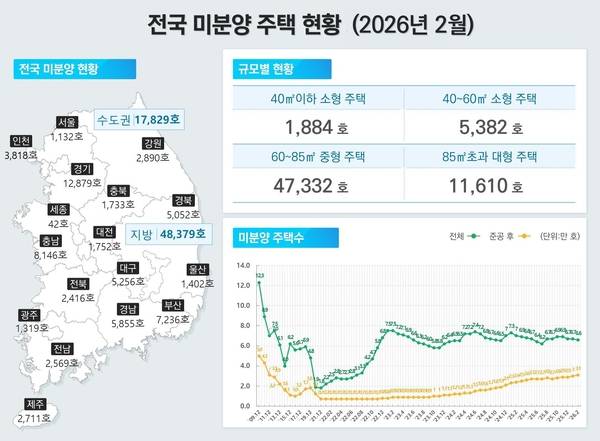 2월 기준 전국 미분양 주택 현황. /국토교통부