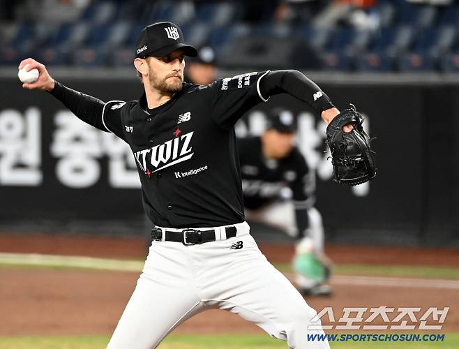 31일 대전한화생명볼파크에서 열린 KT와 한화의 경기. KT 선발투수 보쉴리가 역투하고 있다. 대전=허상욱 기자wook@sportschosun.com/2026.03.31/