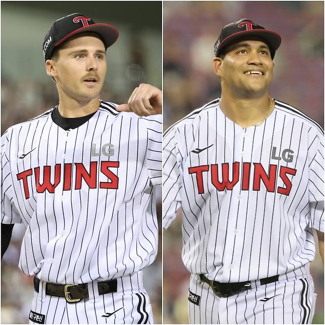 2026시즌 첫 등판에서 나란히 부진한 LG 외국인 투수 톨허스트(왼쪽)와 치리노스. IS 포토