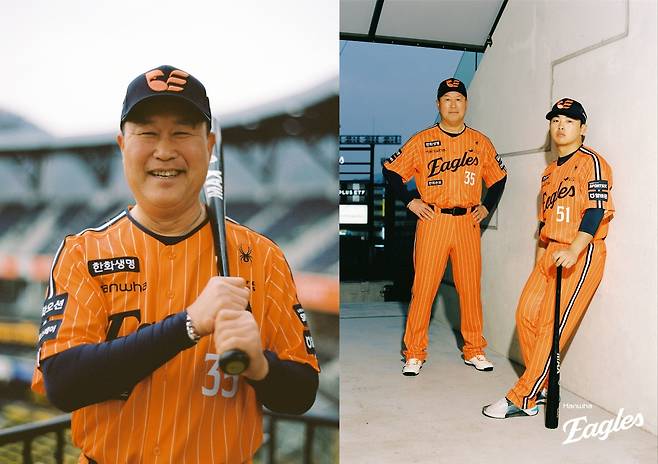 프로야구 한화 이글스가 구단의 헤리티지를 계승하는 레거시 시리즈의 일환으로 과거 유니폼을 현대적으로 재해석한 '오렌지 스트라이프 레트로 컬렉션'을 선보인다고 1일 밝혔다.(한화 이글스 제공)