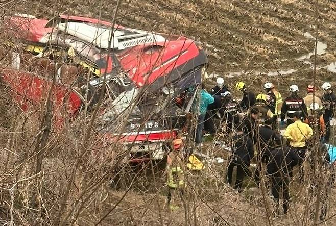 음성 통근버스 사고 현장. 사진=뉴스1