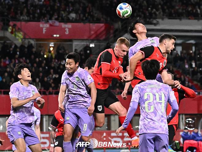 1일(한국시간) 오스트리아 빈의 에른스트 하펠 경기장에서 열린 A매치 평가전 한국과 오스트리아의 경기 모습. /AFPBBNews=뉴스1