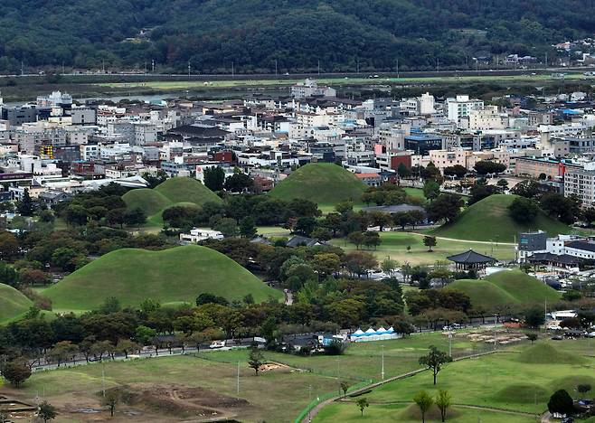 대릉원 전경. 신라 왕과 왕족의 무덤이 집적된 고분군으로, 신라 왕경의 중심 유적이다. /경북매일 DB