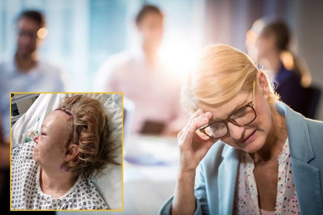 회사에서 회의 중에 갑작스러운 '벼락 두통'으로 쓰러진 여성이 뇌동맥류 파열로 긴급 수술을 받은 사연이 전해졌다. 배경사진=게티이미지뱅크/하단=SNS