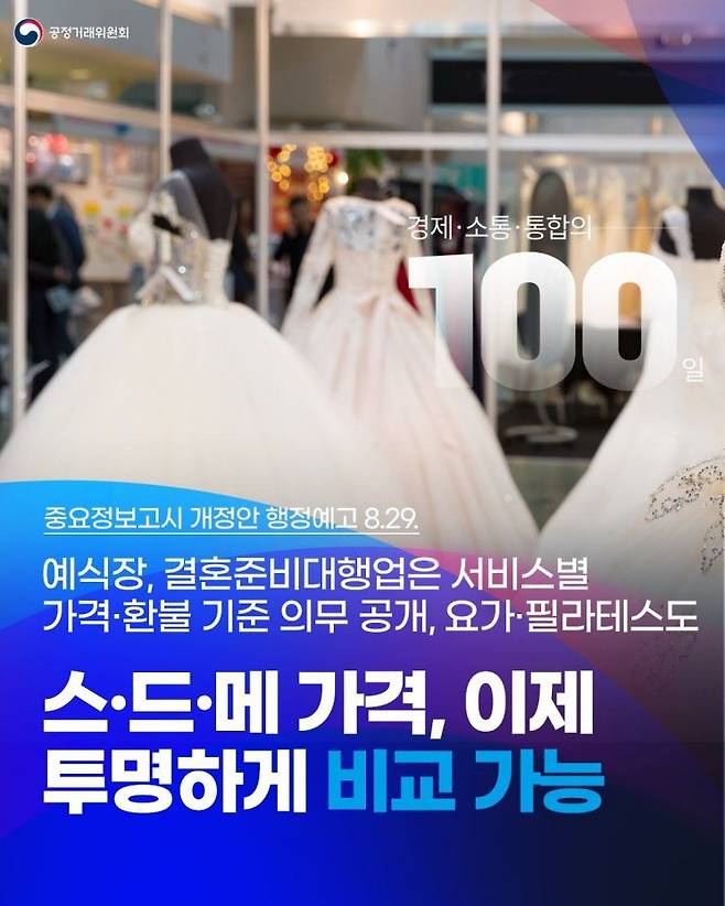 지난해 결혼준비대행업 분야의 표준약관을 제정한 공정거래위원회. 공정거래위원회 페이스북.