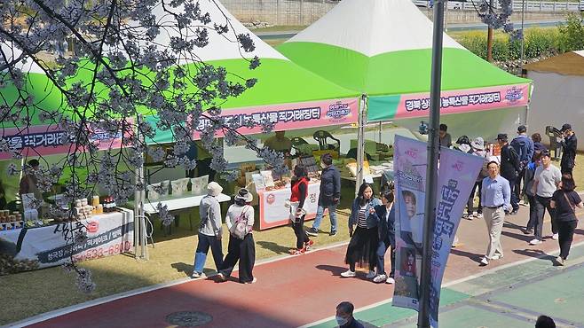 상주시가 부산 연제구 축제장에서 농특산물 직거래장터를 운영하고 있다. /상주시 제공