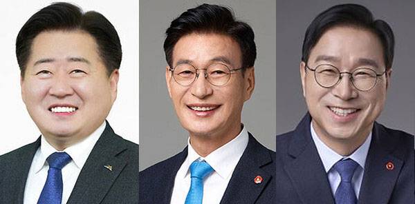 (왼쪽부터) 더불어민주당 제주지사 경선 오영훈, 문대림, 위성곤 후보