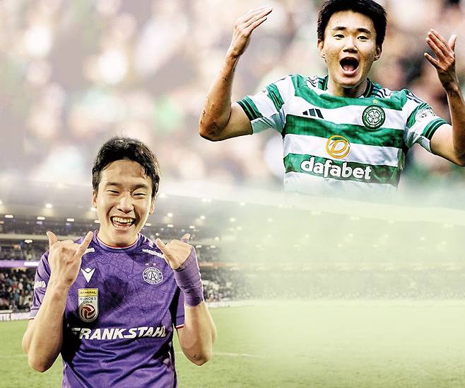 (위 사진) 셀틱 양현준. 셀틱FC 페이스북 (아래 사진) 아우스트리아 빈 이태석. 아우스트리아 빈 페이스북