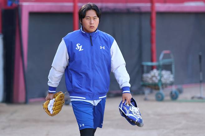 9일 광주 KIA전이 우천으로 순연되기 전 1군 엔트리에서 제외된 이승현. 삼성 제공