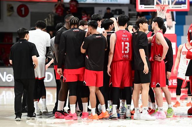 안양 정관장의 정규리그 최종전 서울SK와 경기 승리 후. /사진=KBL 제공