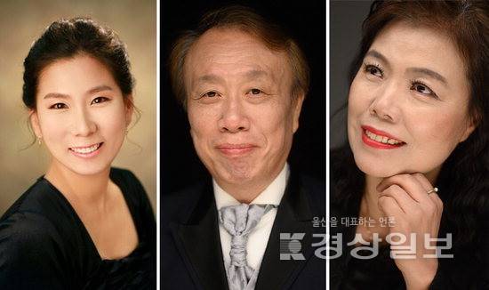 ▲ 피아니스트 민유솜, 바리톤 박홍우, 메조소프라노 조애록(왼쪽부터)