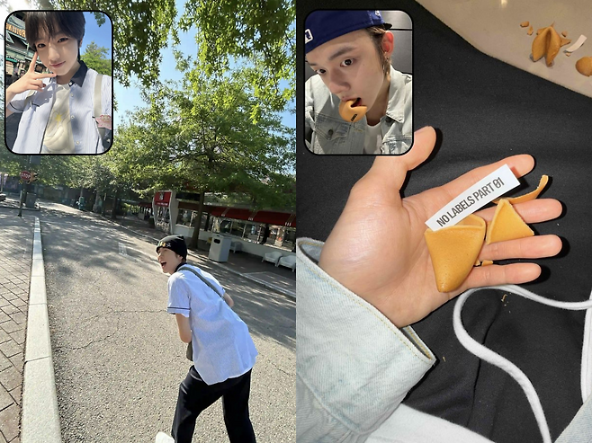 NCT 위시 사쿠야, 투모로투바이투게더 연준의 비리얼. (출처=NCT 위시 위버스, 연준 핀터레스트)