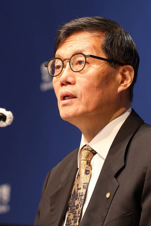 ▲이창용 한국은행 총재가 10일 서울 중구 한국은행에서 열린 통화정책방향 기자간담회에서 발언하고 있다.