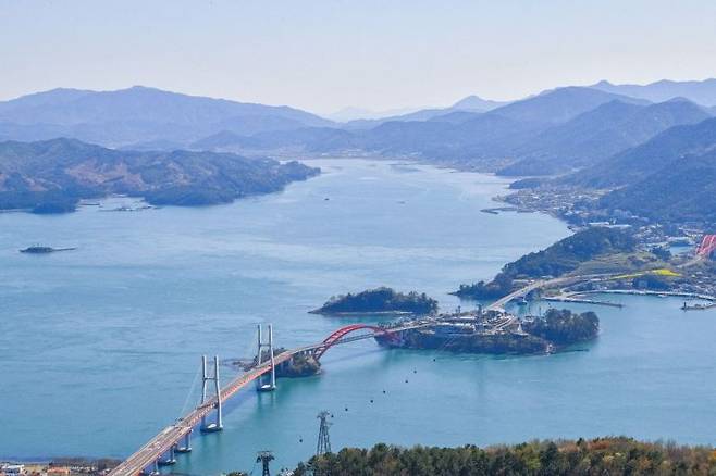 사천시, 각산 전망대 풍경 사진