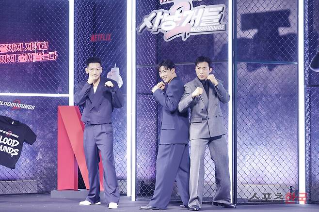 넷플릭스 시리즈 '사냥개들' 시즌2 제작발표회에 참석한 정지훈, 우도환, 이상이. 2026. 3.31 ⓒ이혜영 기자 lhy@hankooki.com