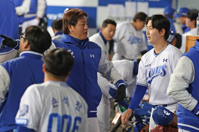 삼성 강민호-장찬희. 삼성 제공