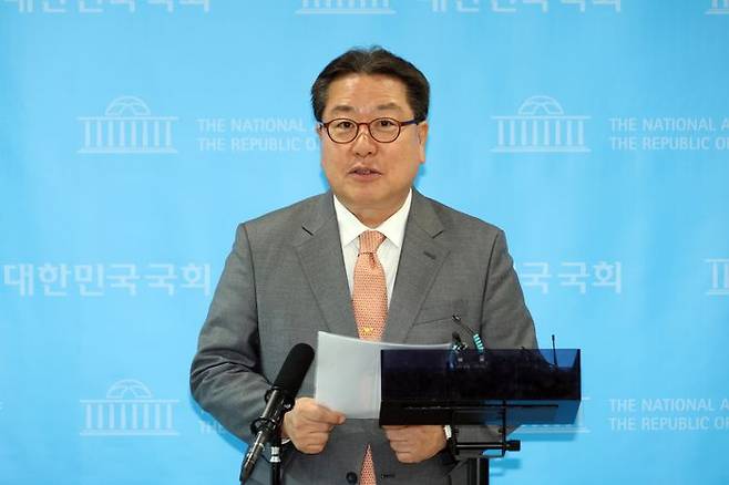조광한 국민의힘 최고위원이 지난 12일 서울 여의도 국회 소통관에서 경기도지사 경선 출마 기자회견을 하고 있다. ⓒ뉴시스