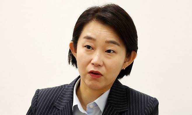 김재연 진보당 대표가 지난해 4월28일 오전 국회에서 인터뷰를 하고 있다. 한겨레 자료사진