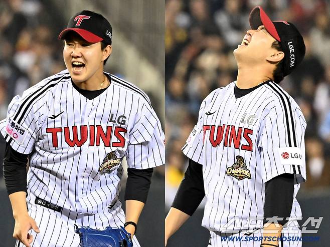 14일 잠실구장에서 열린 LG와 롯데의 경기. 9회초 2사 1,3루 롯데 유강남을 삼진 처리한 LG 마무리 유영찬이 포효하고 있다. 잠실=박재만 기자 pjm@sportschosun.com