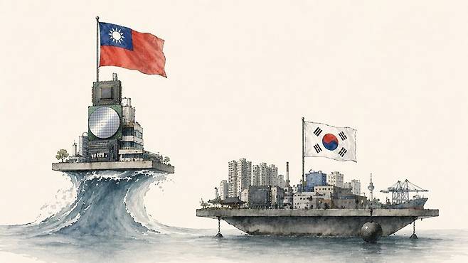 대만의 1인당 GDP 4만 달러 돌파는 경제적 우위라기보다 양국이 함께 올라탄 AI 반도체 사이클의 결과이며, 한·대만 격차의 실질적 원인은 반도체 산업의 우열보다 인구 규모·환율·잠재성장률이라는 구조적 차이에 있다는 분석이다. 사진=생성형AI