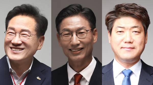▲ 왼쪽부터 영천시장 후보 최기문, 김병삼, 이정훈.