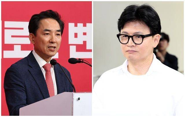 6·3 부산 북갑 국회의원 보궐선거에 출마한 박민식(왼쪽) 국민의힘 예비후보와 무소속 한동훈 예비후보 ⓒ뉴시스