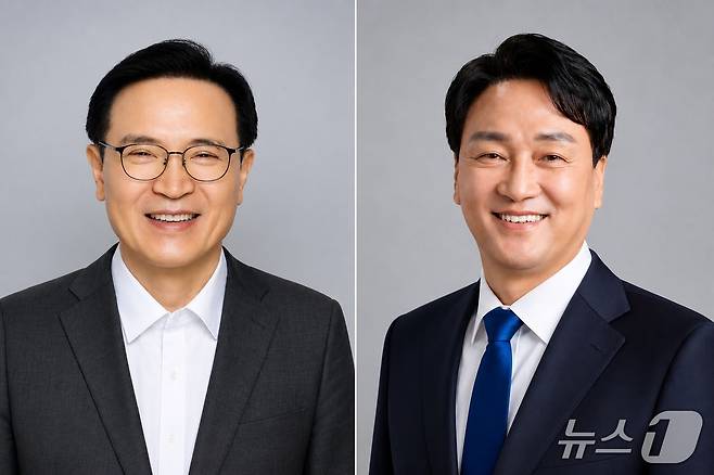 왼쪽부터 임태희·안민석 경기도교육감 후보