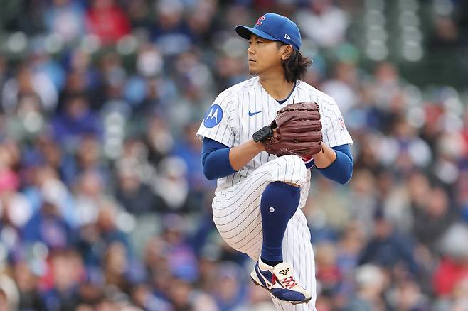 CHICAGO, ILLINOIS - MAY 07: Shota Imanaga #18 of the Chicago Cubs reacts against the Cincinnati Reds during the sixth inning at Wrigley Field on May 07, 2026 in Chicago, Illinois. Michael Reaves/Getty Images/AFP (Photo by Michael Reaves / GETTY IMAGES NORTH AMERICA / Getty Images via AFP)
<저작권자(c) 연합뉴스, 무단 전재-재배포, AI 학습 및 활용 금지>