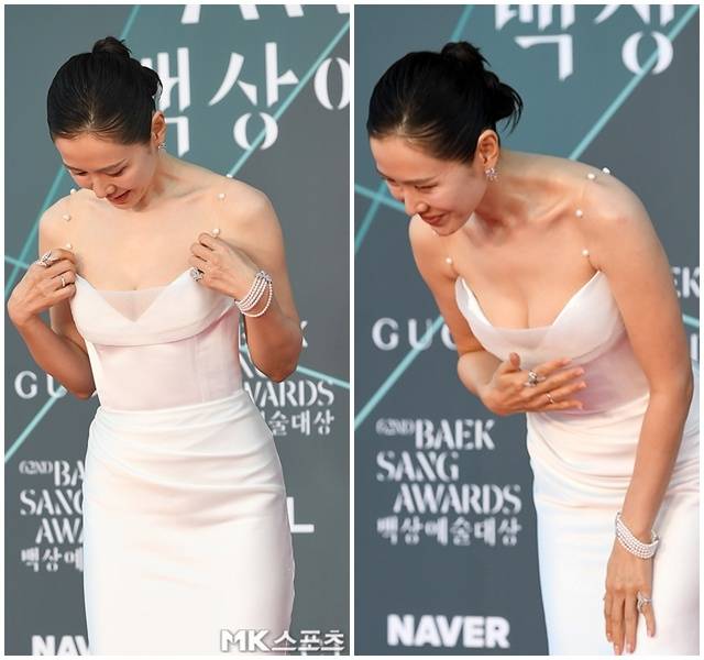 배우 손예진이 우아하고 과감한 드레스 자태로 레드카펫을 압도했다. / 사진 = 천정환 기자