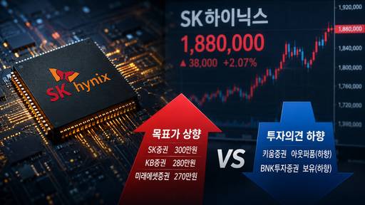 ChatGPT로 생성한 'SK하이닉스를 두고 엇갈리는 증권가 전망' 관련 이미지.