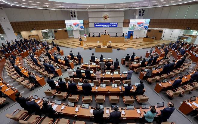 ▲ 수원특례시 영통구 경기도의회 제389회 임시회 제1차 본회의가 진행되고 있다./전광현 기자 maggie@incheonilbo.com