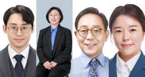 더불어민주당 춘천시의원 예비후보. 왼쪽부터 이범준, 엄정은, 김남덕, 유소은 후보