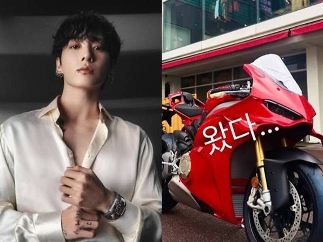 라이딩을 즐기는 정국이 새 오토바이를 공개했다. 사진=정국 SNS