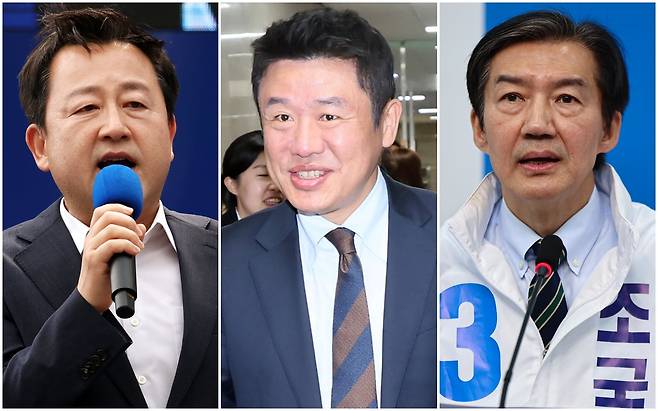 경기 평택을 국회의원 보궐선거에 출마한 김용남 더불어민주당 후보, 유의동 국민의힘 후보, 조국 조국혁신당 후보. /뉴스1·연합뉴스