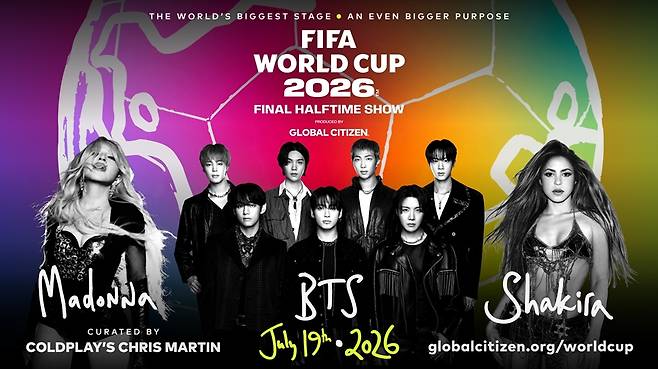 ▲ 방탄소년단이 2026 FIFA 북중미 월드컵 결승전 하프타임 쇼 무대에 오른다. 제공|글로벌 시티즌(Global Citizen)